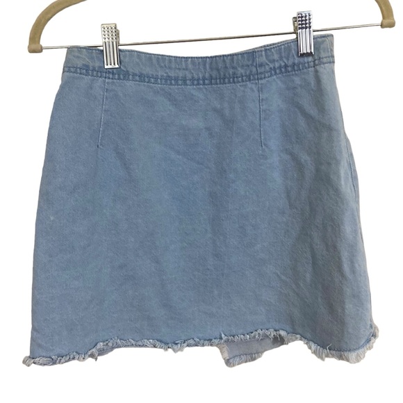 TOBI WRAP DENIM RAW HEM SKIRT, SIZE 25. - Picture 3 of 5